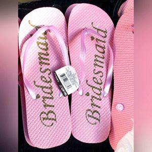 Bridesmaid Flip-flops Pink gold Sz-5/6 7/8/ 9/10 11/12